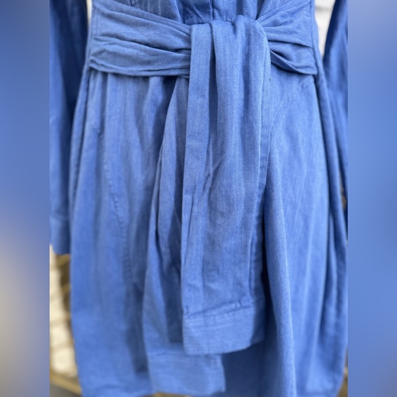 BCBG MAXAZRIA SMALL TALORE TIE-ON CHAMBRAY COTTON SHIRTDRESS - Picture 5 of 7